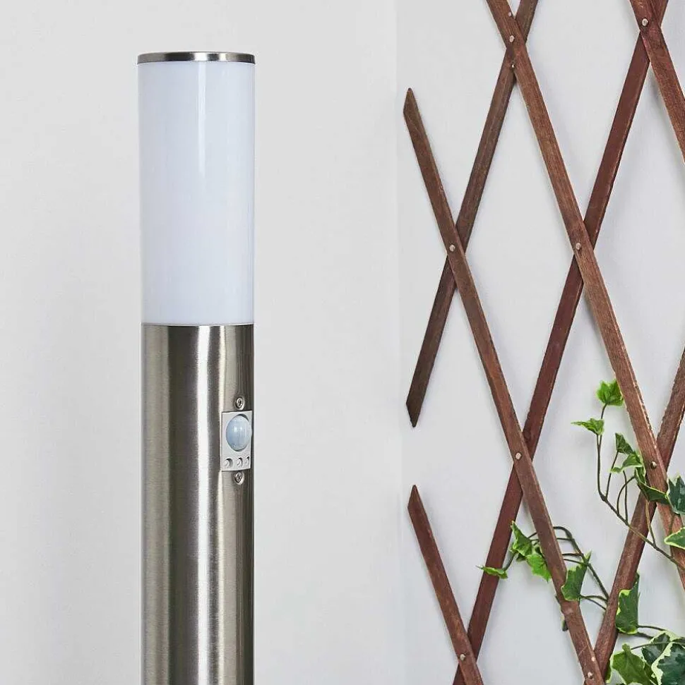 Borne Lumineuse Caserta Nickel Mat, 1 Lumiere, Detecteur De Mouvement