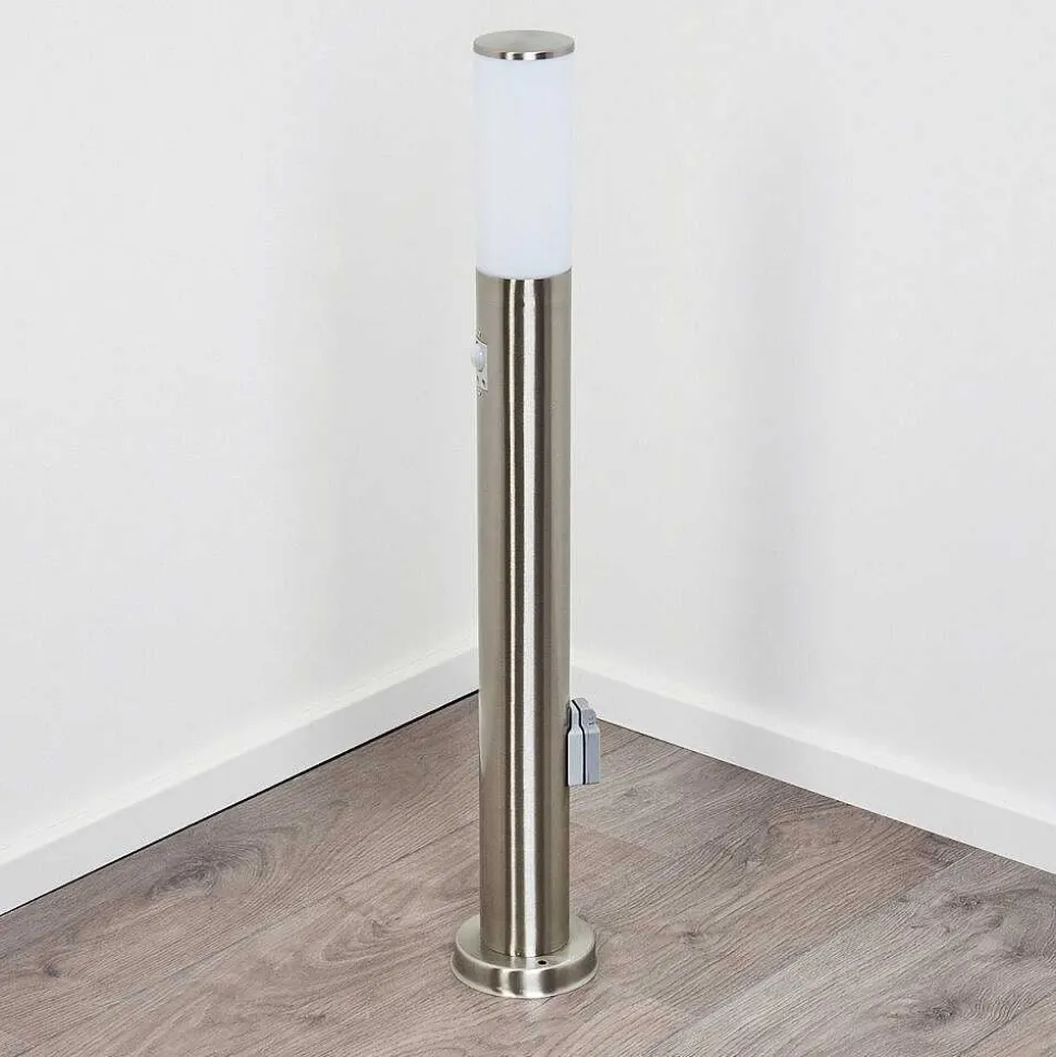 Borne Lumineuse Caserta Nickel Mat, 1 Lumiere, Detecteur De Mouvement