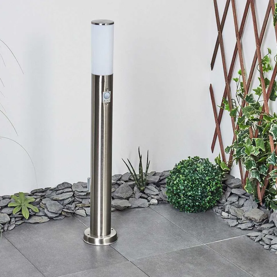 Borne Lumineuse Caserta Nickel Mat, 1 Lumiere, Detecteur De Mouvement