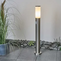 Borne Lumineuse Caserta Nickel Mat, 1 Lumiere, Detecteur De Mouvement