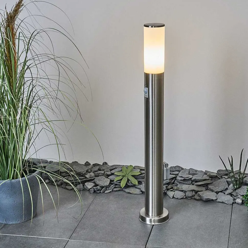 Borne Lumineuse Caserta Nickel Mat, 1 Lumiere, Detecteur De Mouvement