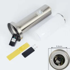 Borne Lumineuse Caserta Nickel Mat, Blanc, 1 Lumiere, Detecteur De Mouvement