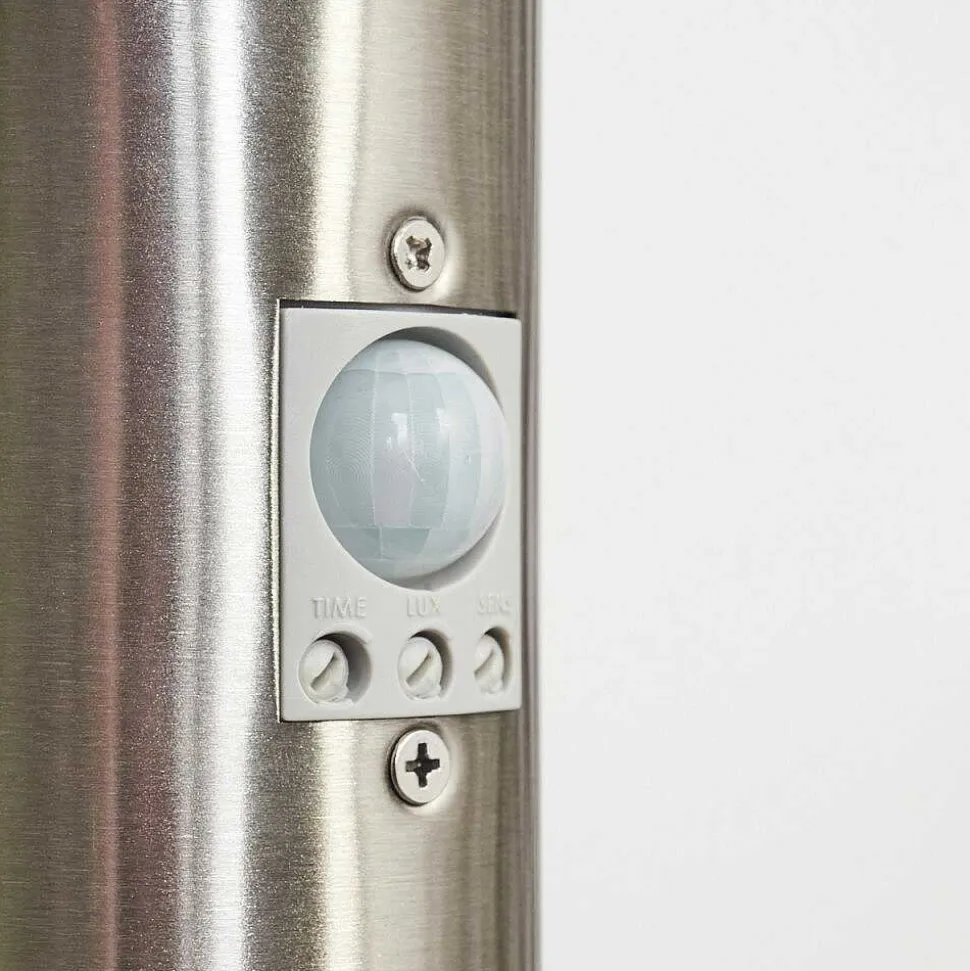 Borne Lumineuse Caserta Nickel Mat, Blanc, 1 Lumiere, Detecteur De Mouvement