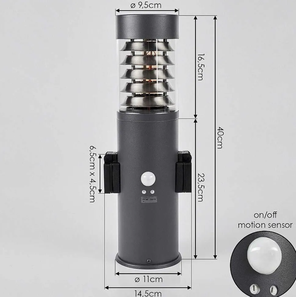 Borne Lumineuse Dakar Anthracite, 1 Lumiere, Detecteur De Mouvement