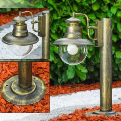 Borne Lumineuse Fox Vieux Laiton, Noir Dore, 1 Lumiere