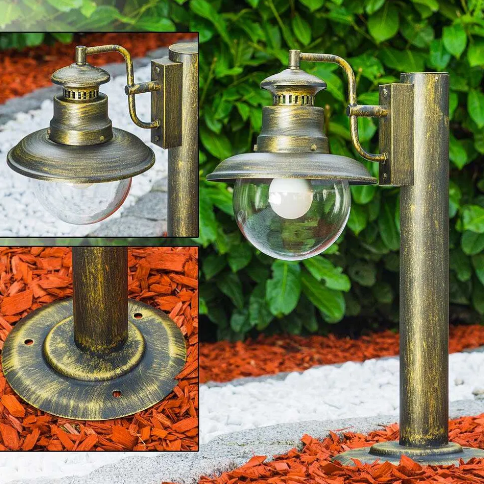 Borne Lumineuse Fox Vieux Laiton, Noir Dore, 1 Lumiere