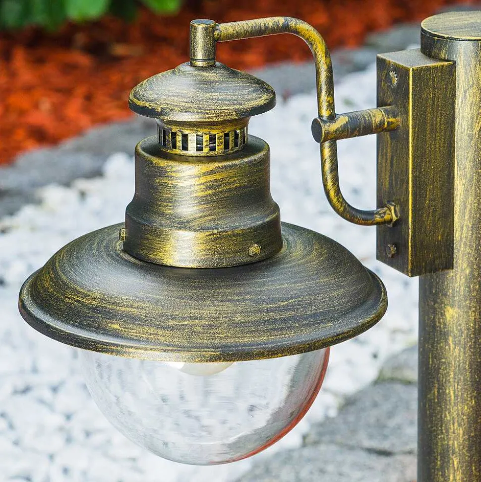 Borne Lumineuse Fox Vieux Laiton, Noir Dore, 1 Lumiere