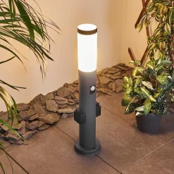 Borne Lumineuse Gaborone Anthracite, 1 Lumiere, Detecteur De Mouvement