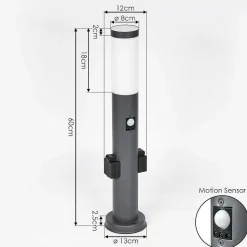 Borne Lumineuse Gaborone Anthracite, 1 Lumiere, Detecteur De Mouvement