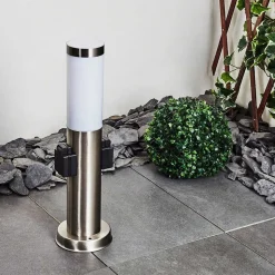 Borne Lumineuse Gaborone Led Nickel Mat, 1 Lumiere