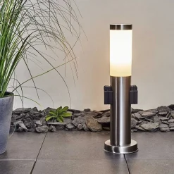 Borne Lumineuse Gaborone Led Nickel Mat, 1 Lumiere