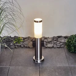 Borne Lumineuse Gaborone Led Nickel Mat, 1 Lumiere