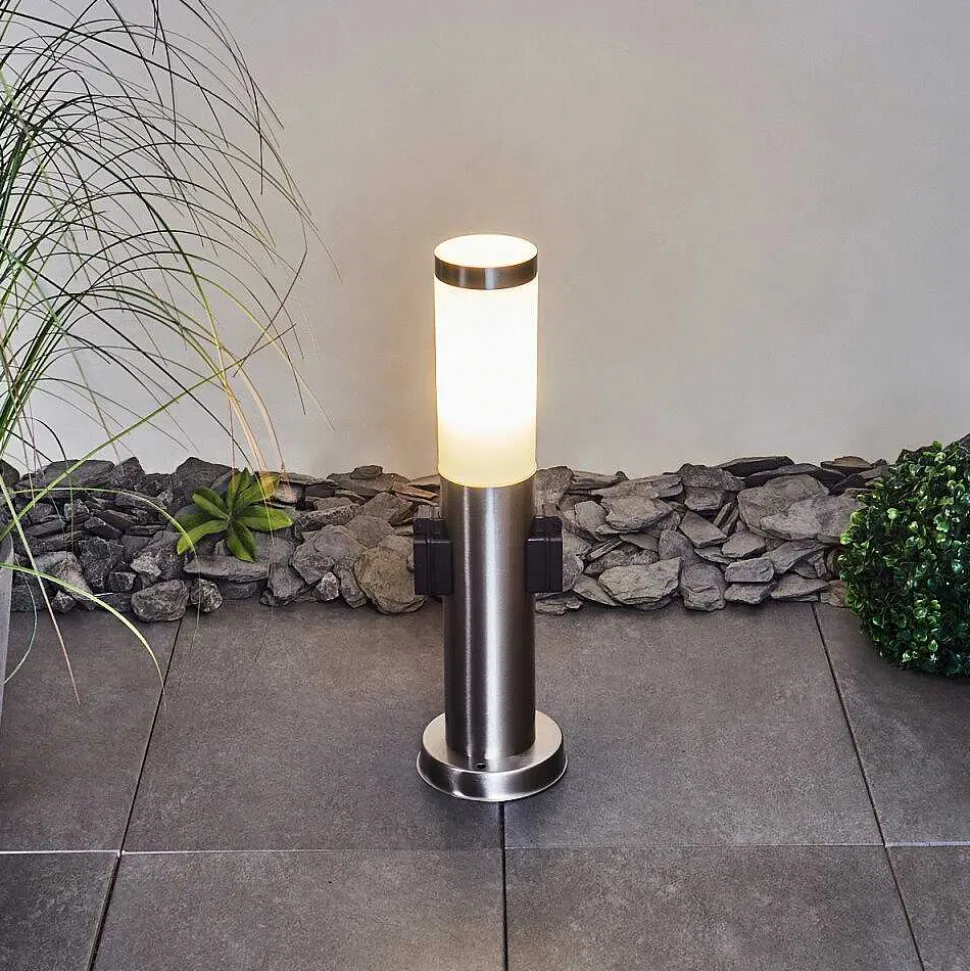 Borne Lumineuse Gaborone Led Nickel Mat, 1 Lumiere