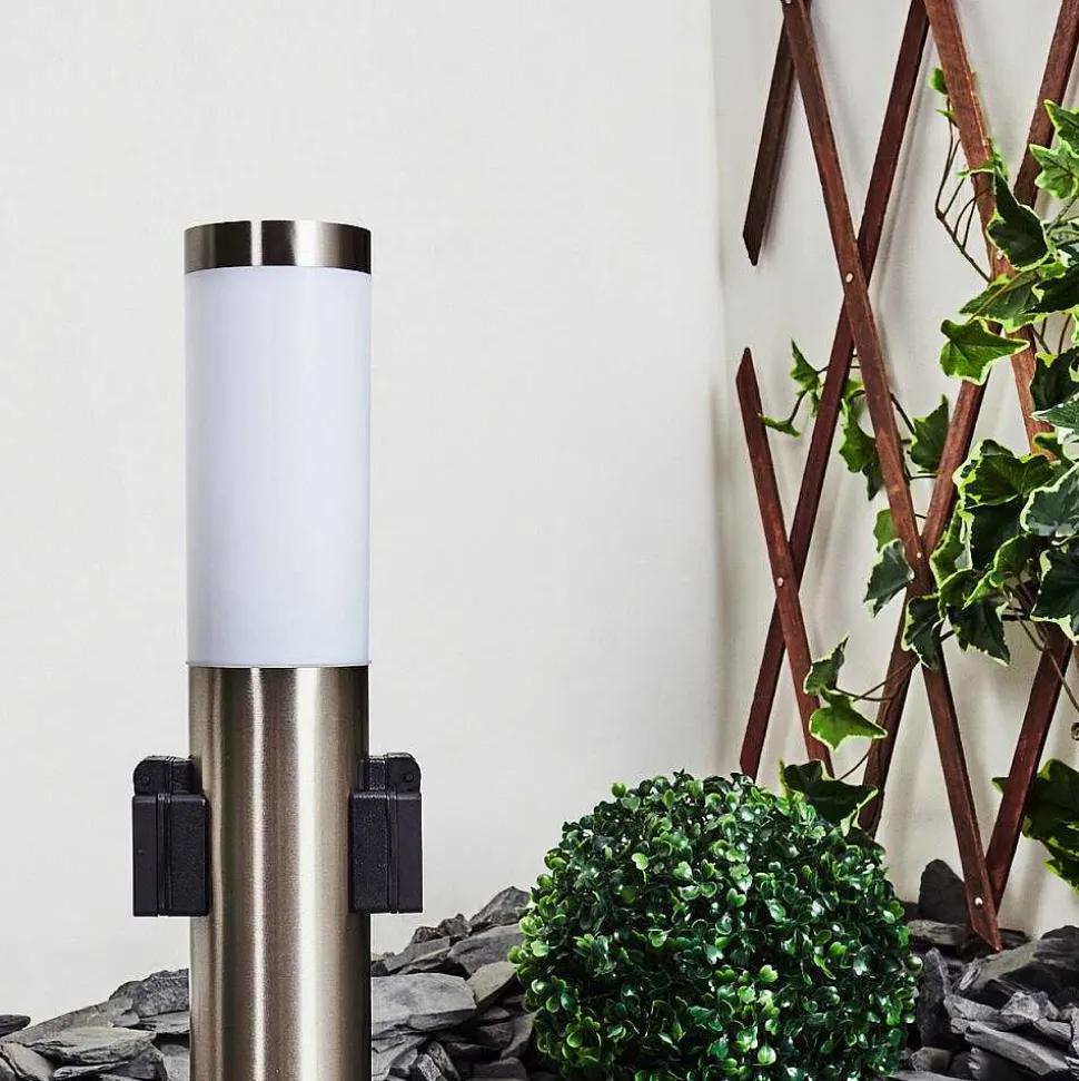 Borne Lumineuse Gaborone Led Nickel Mat, 1 Lumiere