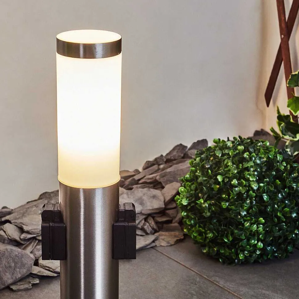 Borne Lumineuse Gaborone Led Nickel Mat, 1 Lumiere