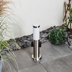 Borne Lumineuse Gaborone Led Nickel Mat, 1 Lumiere