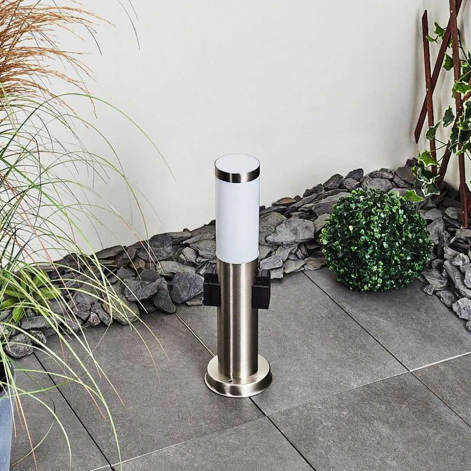 Borne Lumineuse Gaborone Led Nickel Mat, 1 Lumiere