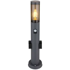 Borne Lumineuse Globo Boston Anthracite, 1 Lumiere, Detecteur De Mouvement