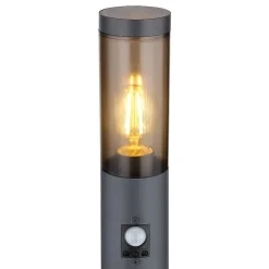 Borne Lumineuse Globo Boston Anthracite, 1 Lumiere, Detecteur De Mouvement