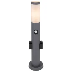 Borne Lumineuse Globo Boston Anthracite, 1 Lumiere, Detecteur De Mouvement