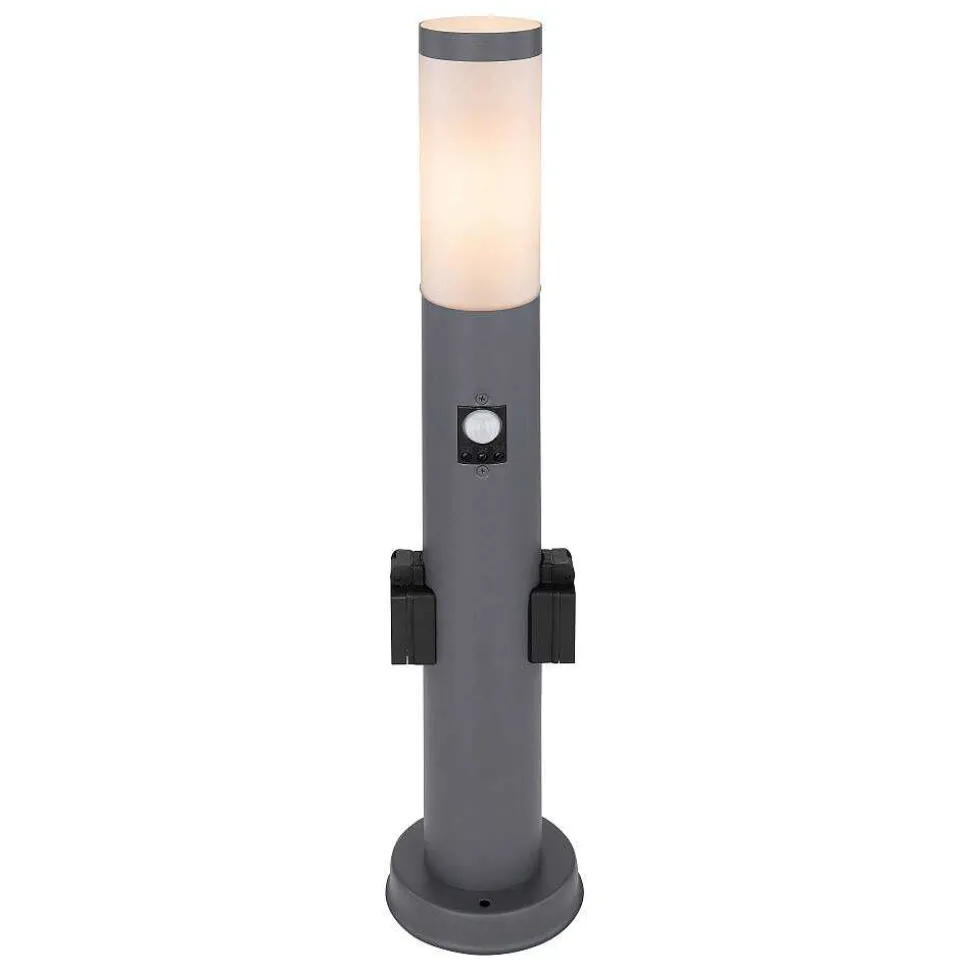 Borne Lumineuse Globo Boston Anthracite, 1 Lumiere, Detecteur De Mouvement