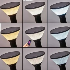 Borne Lumineuse Joennierni Led Noir, 1 Lumiere, Detecteur De Mouvement, Changeur De Couleurs