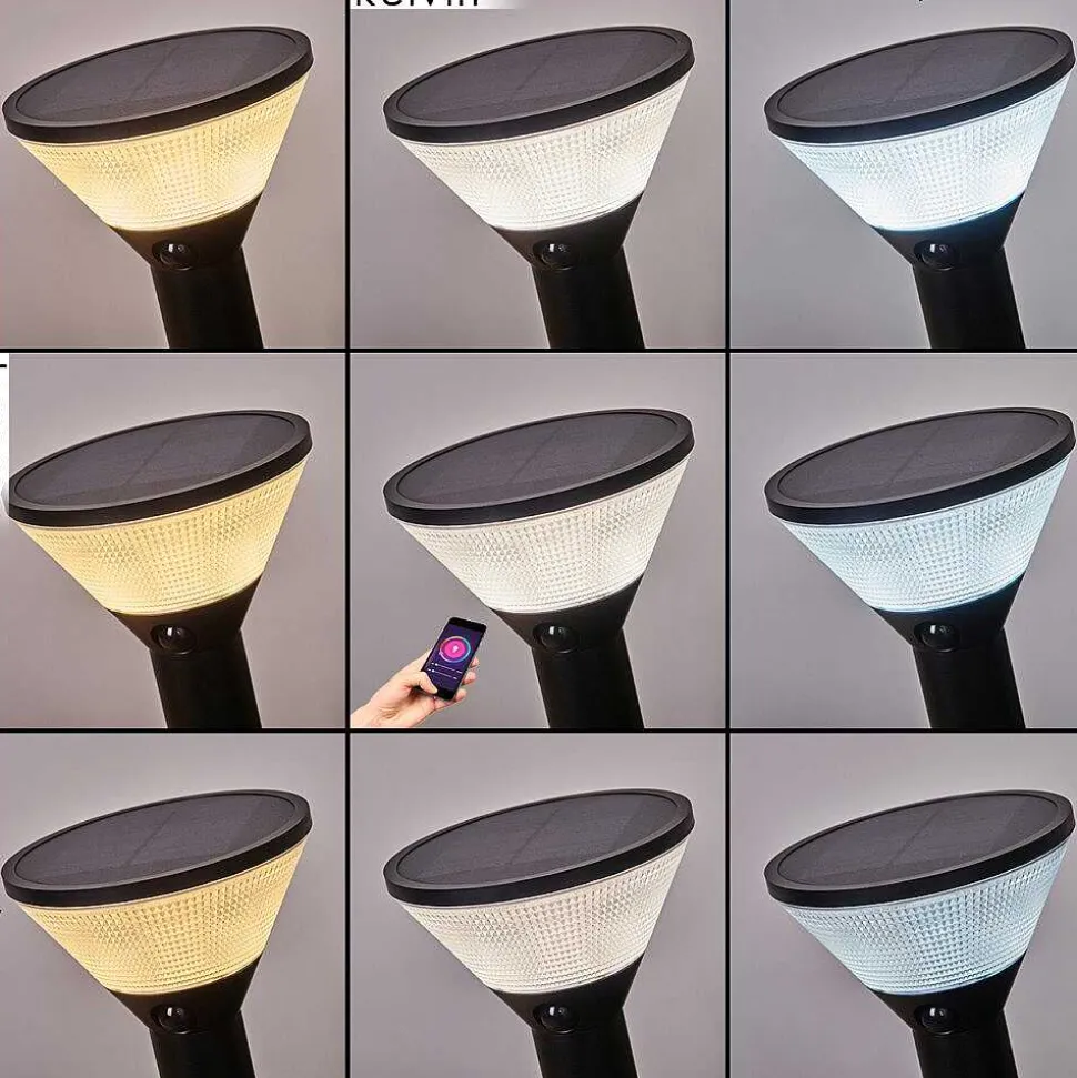 Borne Lumineuse Joennierni Led Noir, 1 Lumiere, Detecteur De Mouvement, Changeur De Couleurs