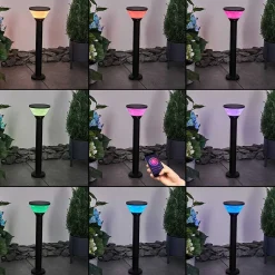 Borne Lumineuse Joennierni Led Noir, 1 Lumiere, Detecteur De Mouvement, Changeur De Couleurs