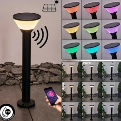 Borne Lumineuse Joennierni Led Noir, 1 Lumiere, Detecteur De Mouvement, Changeur De Couleurs