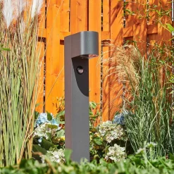 Borne Lumineuse Kingstown Anthracite, 1 Lumiere, Detecteur De Mouvement
