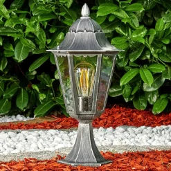 Borne Lumineuse Lignac Noir, Argente, 1 Lumiere