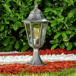 Borne Lumineuse Lignac Noir, Argente, 1 Lumiere