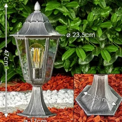 Borne Lumineuse Lignac Noir, Argente, 1 Lumiere