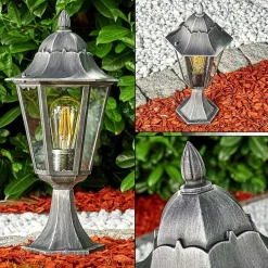 Borne Lumineuse Lignac Noir, Argente, 1 Lumiere