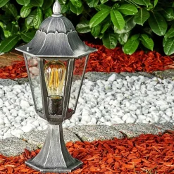 Borne Lumineuse Lignac Noir, Argente, 1 Lumiere