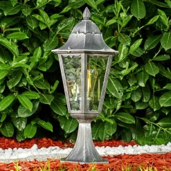 Borne Lumineuse Lignac Noir, Argente, 1 Lumiere