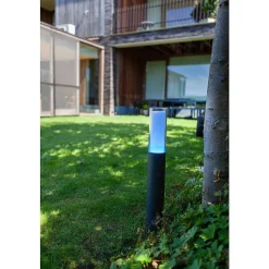 Borne Lumineuse Lutec Dropa Led Anthracite, 1 Lumiere, Changeur De Couleurs