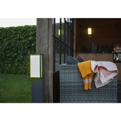 Borne Lumineuse Lutec Qubo Led Anthracite, 1 Lumiere, Changeur De Couleurs