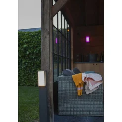 Borne Lumineuse Lutec Qubo Led Anthracite, 1 Lumiere, Changeur De Couleurs