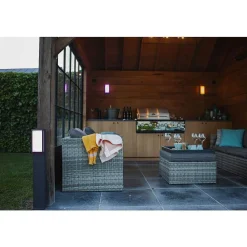 Borne Lumineuse Lutec Qubo Led Anthracite, 1 Lumiere, Changeur De Couleurs