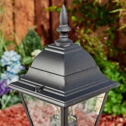 Borne Lumineuse Naofe Noir, 1 Lumiere, Detecteur De Mouvement