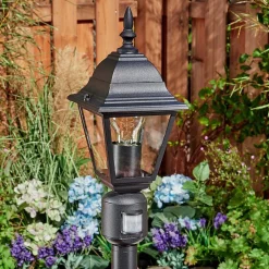 Borne Lumineuse Naofe Noir, 1 Lumiere, Detecteur De Mouvement