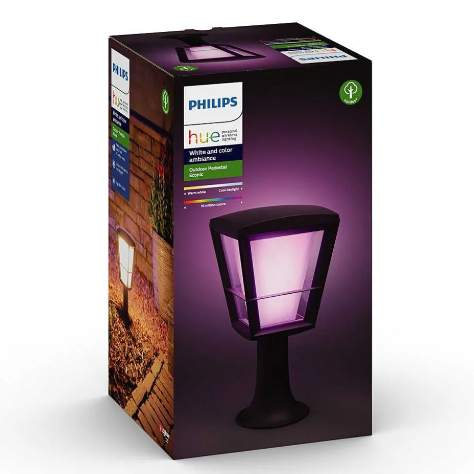 Borne Lumineuse Philips Hue Ambiance White & Color Econic Led Noir, 1 Lumiere, Changeur De Couleurs