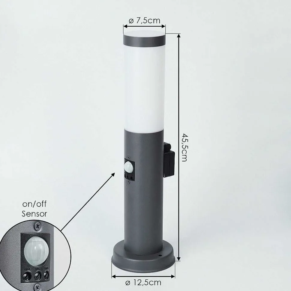 Borne Lumineuse Sessa Anthracite, 1 Lumiere, Detecteur De Mouvement
