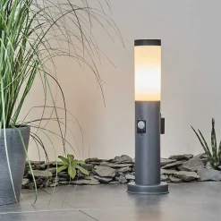 Borne Lumineuse Sessa Anthracite, 1 Lumiere, Detecteur De Mouvement