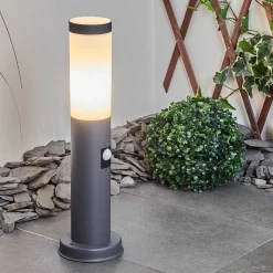 Borne Lumineuse Sessa Anthracite, 1 Lumiere, Detecteur De Mouvement