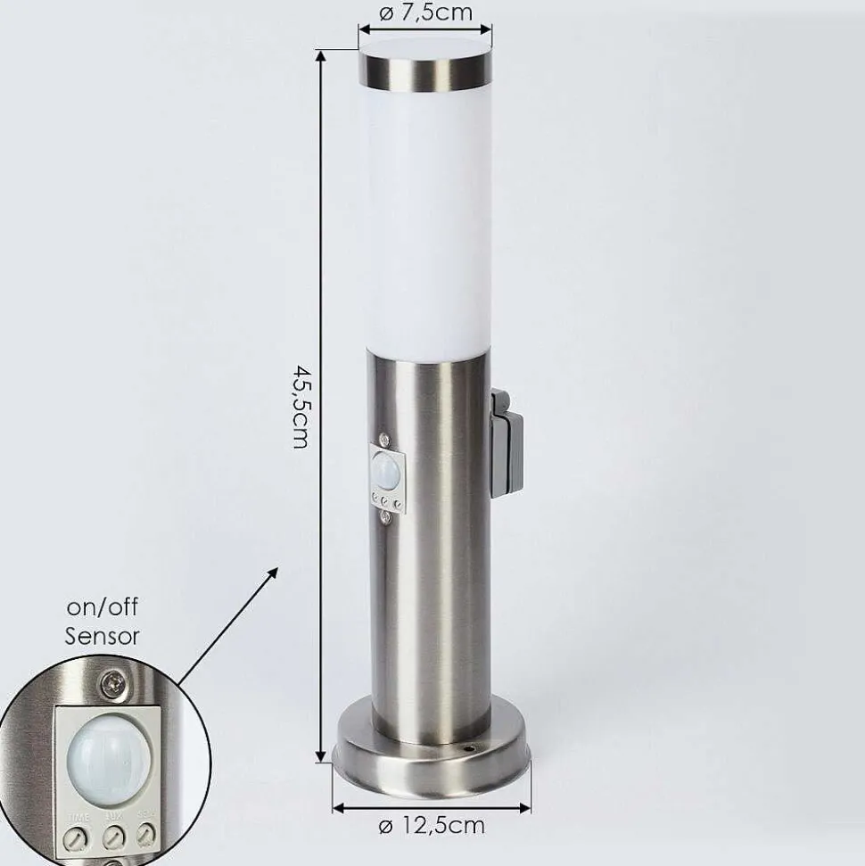 Borne Lumineuse Sessa Nickel Mat, 1 Lumiere, Detecteur De Mouvement