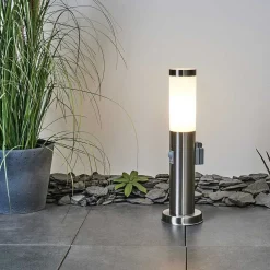 Borne Lumineuse Sessa Nickel Mat, 1 Lumiere, Detecteur De Mouvement