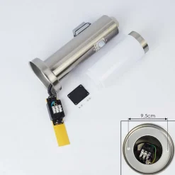 Borne Lumineuse Sessa Nickel Mat, 1 Lumiere, Detecteur De Mouvement