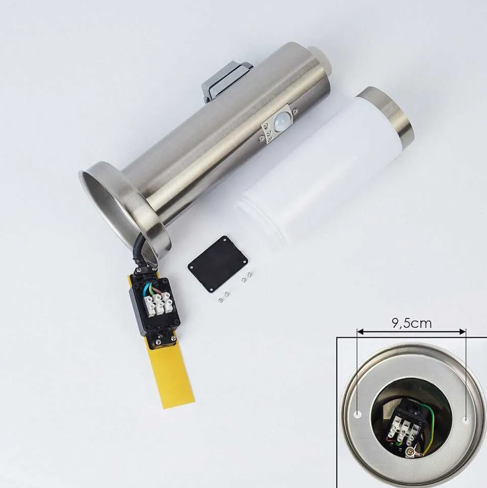 Borne Lumineuse Sessa Nickel Mat, 1 Lumiere, Detecteur De Mouvement